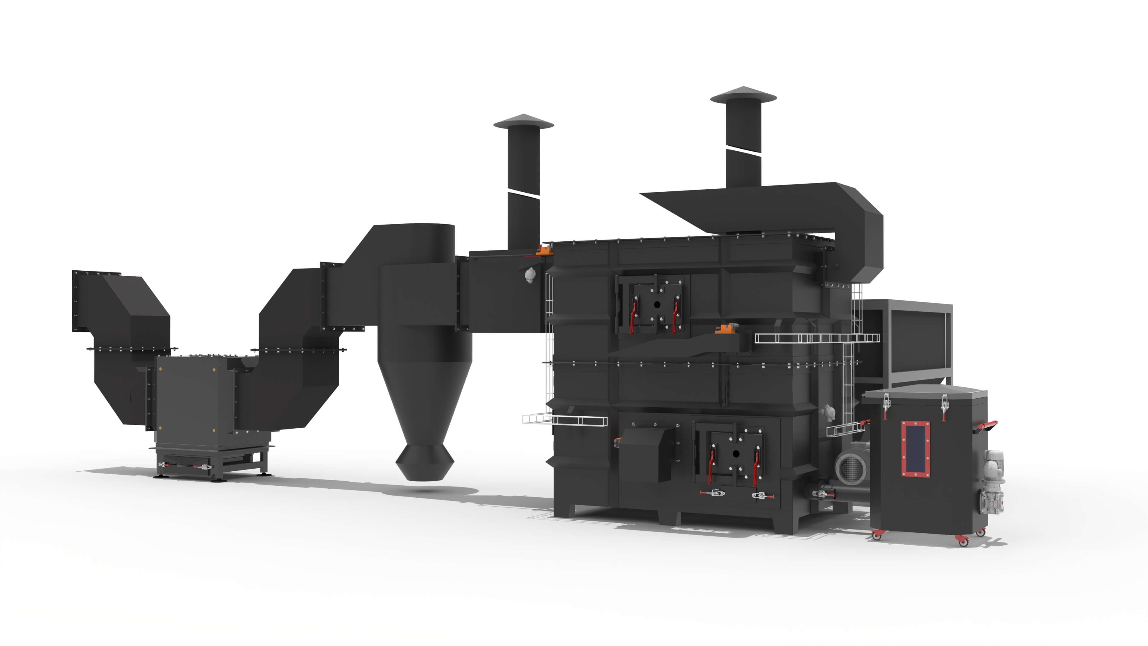 Industrial thermal boiler for mixed solid fuel with pyrolysis and hot air generator Industrial thermal boiler for mixed solid fuel with pyrolysis and hot air generator