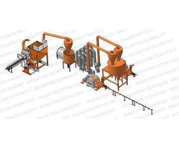 Biomass briquetting line for sawdust, producing 700-900 kg/h