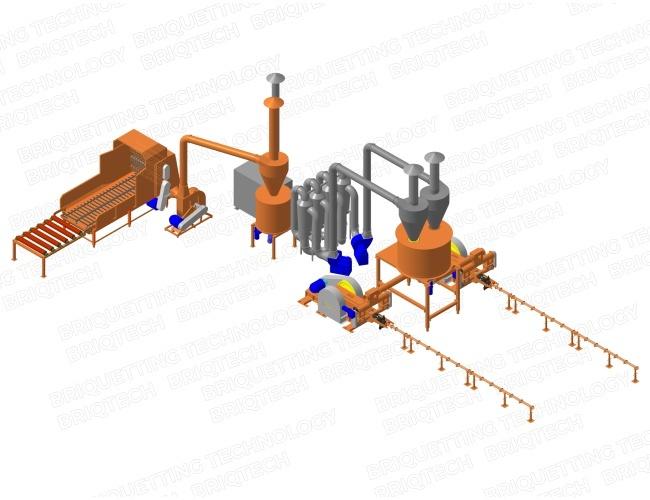 Rapeseed-straw briquetting line, briquettes 1200 kg/h