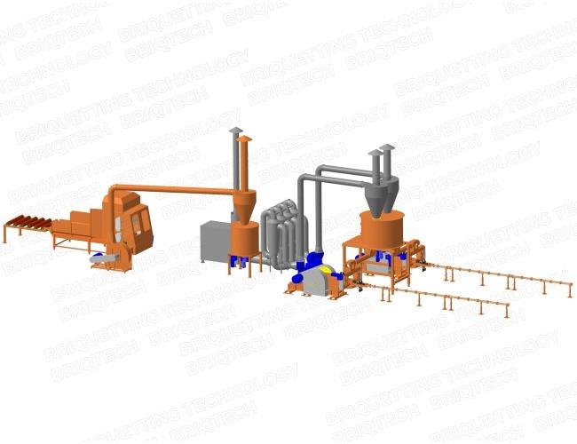 straw briquetting line, briquettes 2500 kg/h