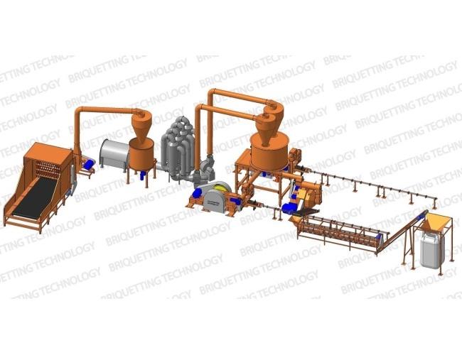 Rapeseed-straw briquetting line, briquettes 1200 kg/h